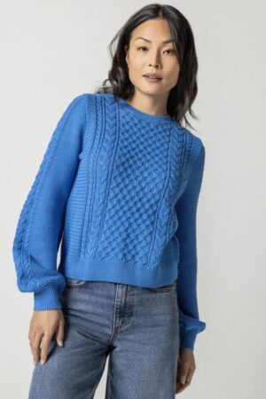 Lilla P Long Sleeve Cable Crewneck Sweater (FINAL SALE)