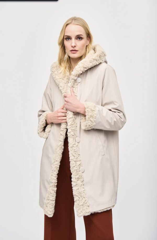 Joseph Ribkoff Reversible Faux Fur Coat Style 243903 - Image 5