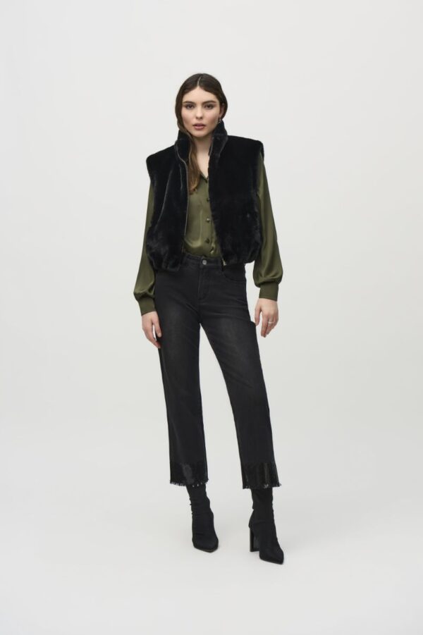 Joseph Ribkoff Sleeveless Faux Fur Jacket Style 244919 - Image 5