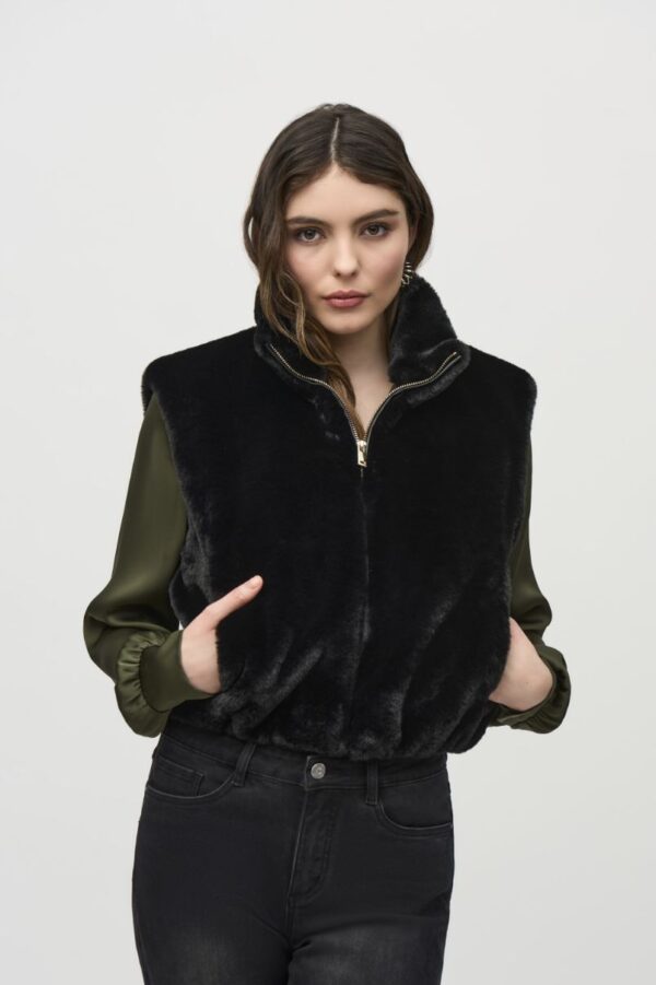 Joseph Ribkoff Sleeveless Faux Fur Jacket Style 244919