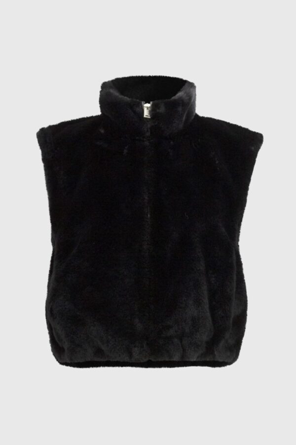 Joseph Ribkoff Sleeveless Faux Fur Jacket Style 244919 - Image 4