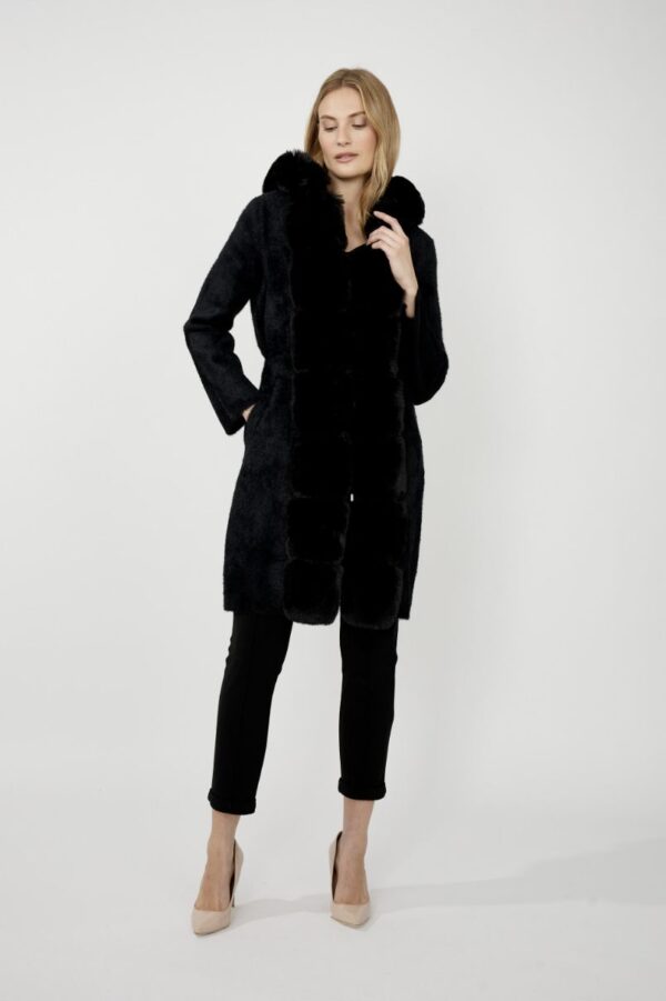 Joseph Ribkoff Faux Fur Trim Hooded Jacket Style 244929 - Image 4