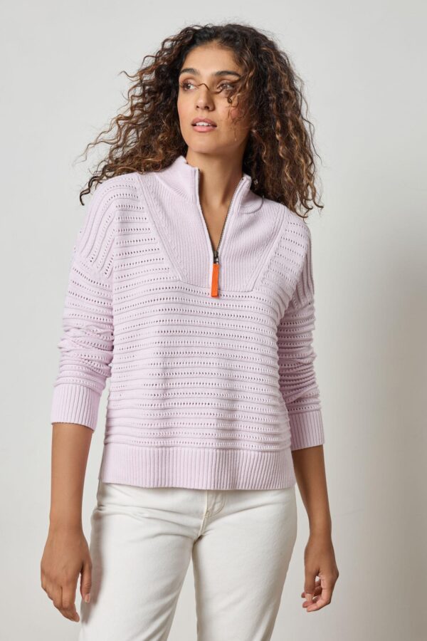 Lilla P Pointelle Half-Zip Sweater