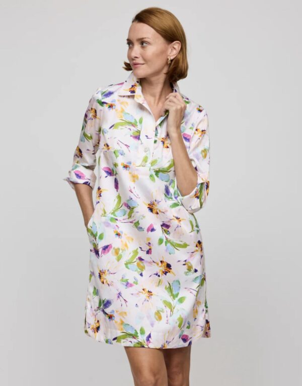 Hinson Wu Aileen 3/4 Sleeve Garden Sateen Print Dress