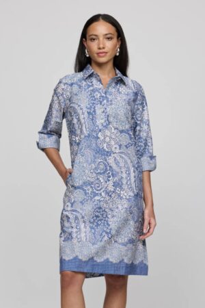 Hinson Wu Charlotte 3/4 Sleeve Lace Print Dress