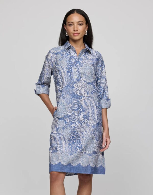 Hinson Wu Charlotte 3/4 Sleeve Lace Print Dress