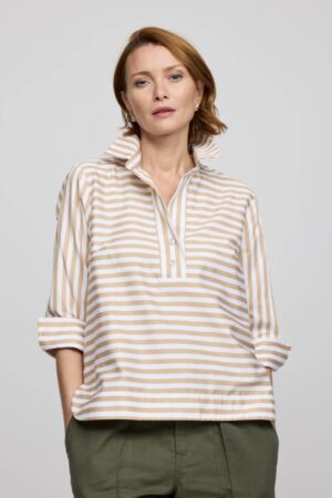 Hinson Wu Aileen Stripe/Gingham White Combo Top