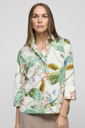 Hinson Wu Aileen 3/4 Sleeve Botanical Floral Print Shirt