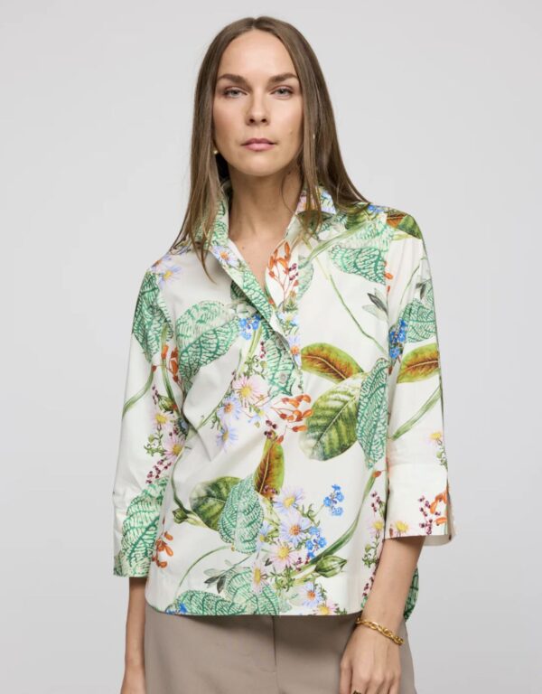 Hinson Wu Aileen 3/4 Sleeve Botanical Floral Print Shirt