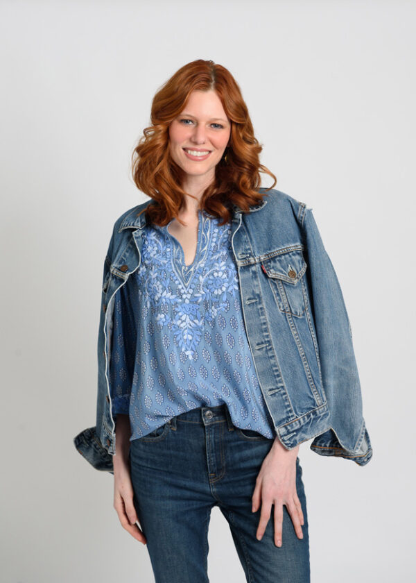 Amaya Fleur Blue Silk Crepe Shirt/tunic - Image 2