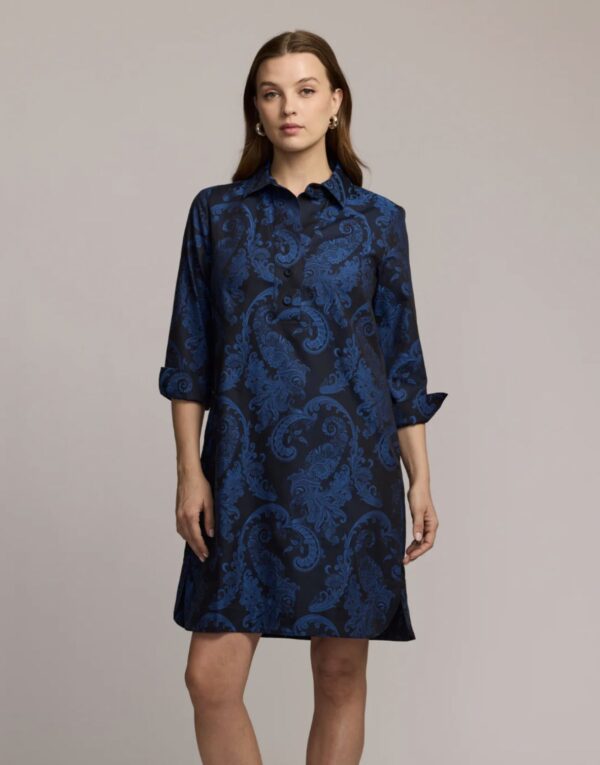 Hinson Wu Aileen 3/4 Sleeve Paisley Jacquard Dress - Image 4