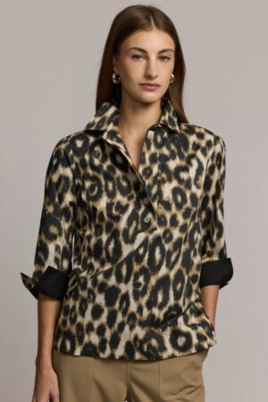 Hinson Wu Aileen 3/4 Sleeve Animal Print Shirt