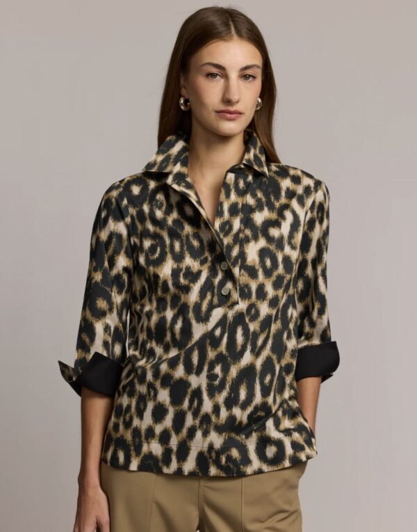 Hinson Wu Aileen 3/4 Sleeve Animal Print Shirt
