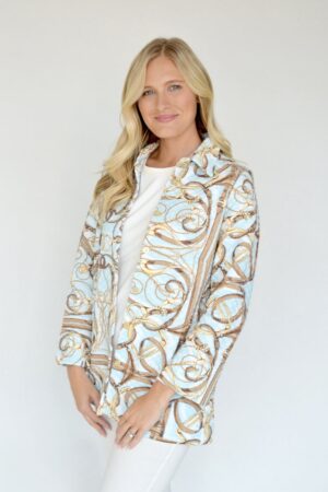 iLinen Cotton Quilted Jacket- Equestrian Blue (FINAL SALE)