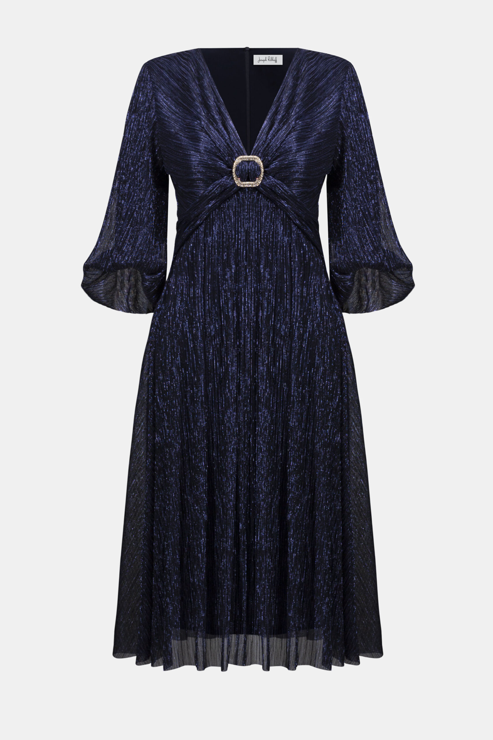 Joseph Ribkoff Sparkle Mesh Plissé Fit and Flare Midi Dress Style 254735 (FINAL SALE) - Image 2