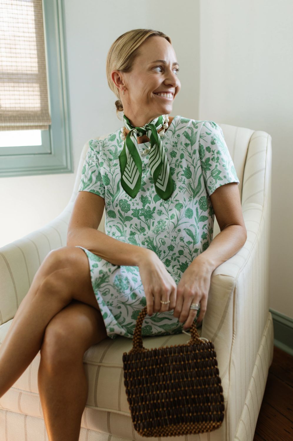 Duffield Lane Alva Dress in Green Botanical Toile (FINAL SALE) - Image 2