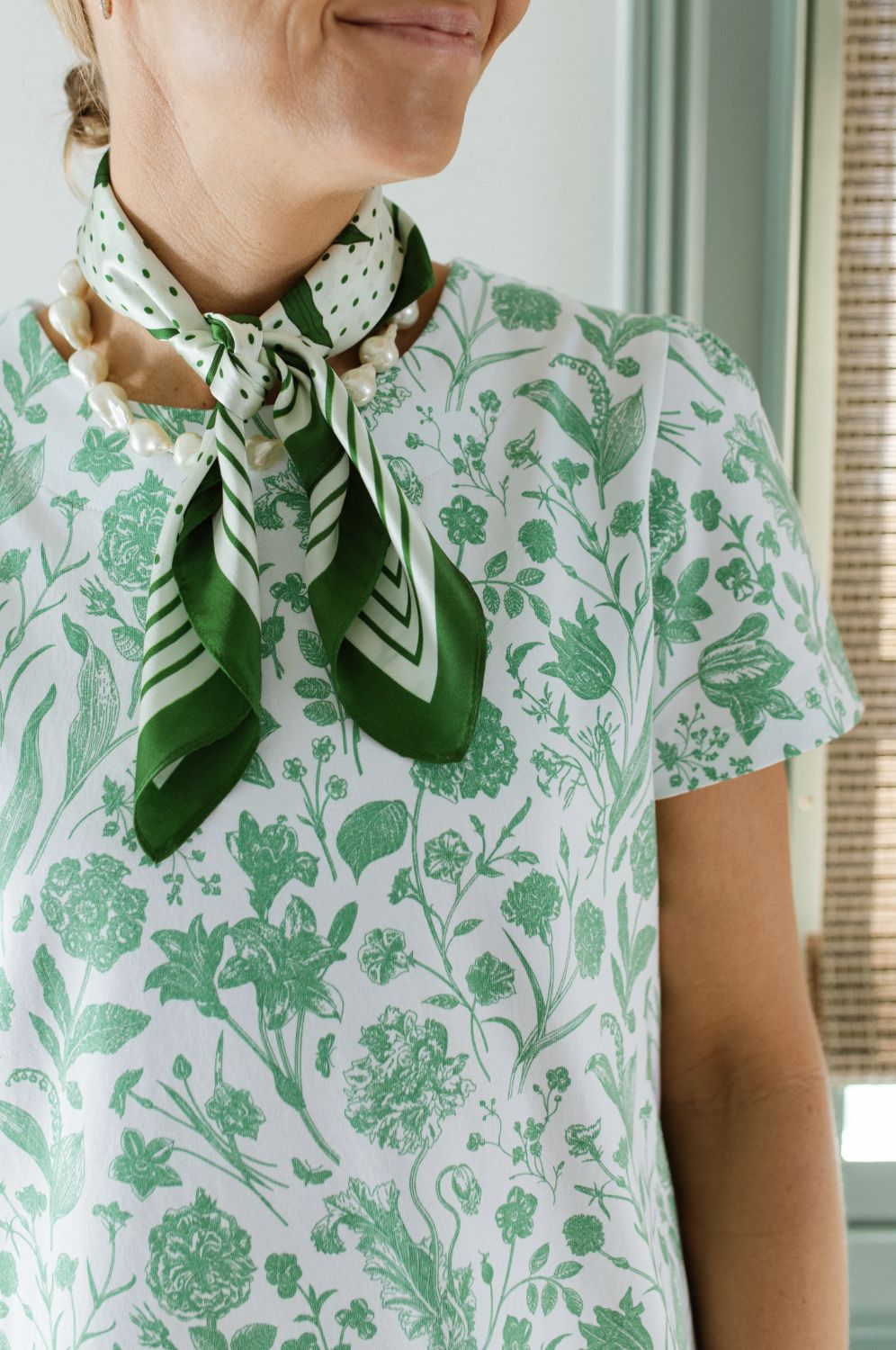 Duffield Lane Alva Dress in Green Botanical Toile (FINAL SALE) - Image 4