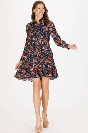 Duffield Lane Iris Dress in Midnight Garden Twill (FINAL SALE)