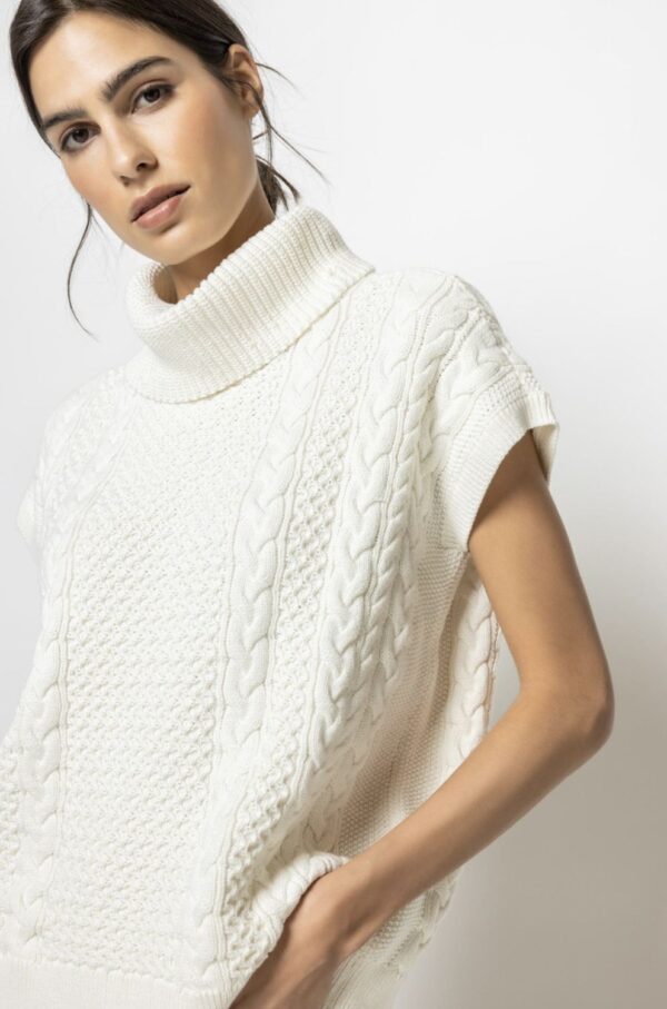 Lilla P Cable Poncho in Ivory (FINAL SALE) - Image 2