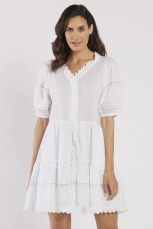 Jude Connally Renee Dress Cotton Voile in White (FINAL SALE)