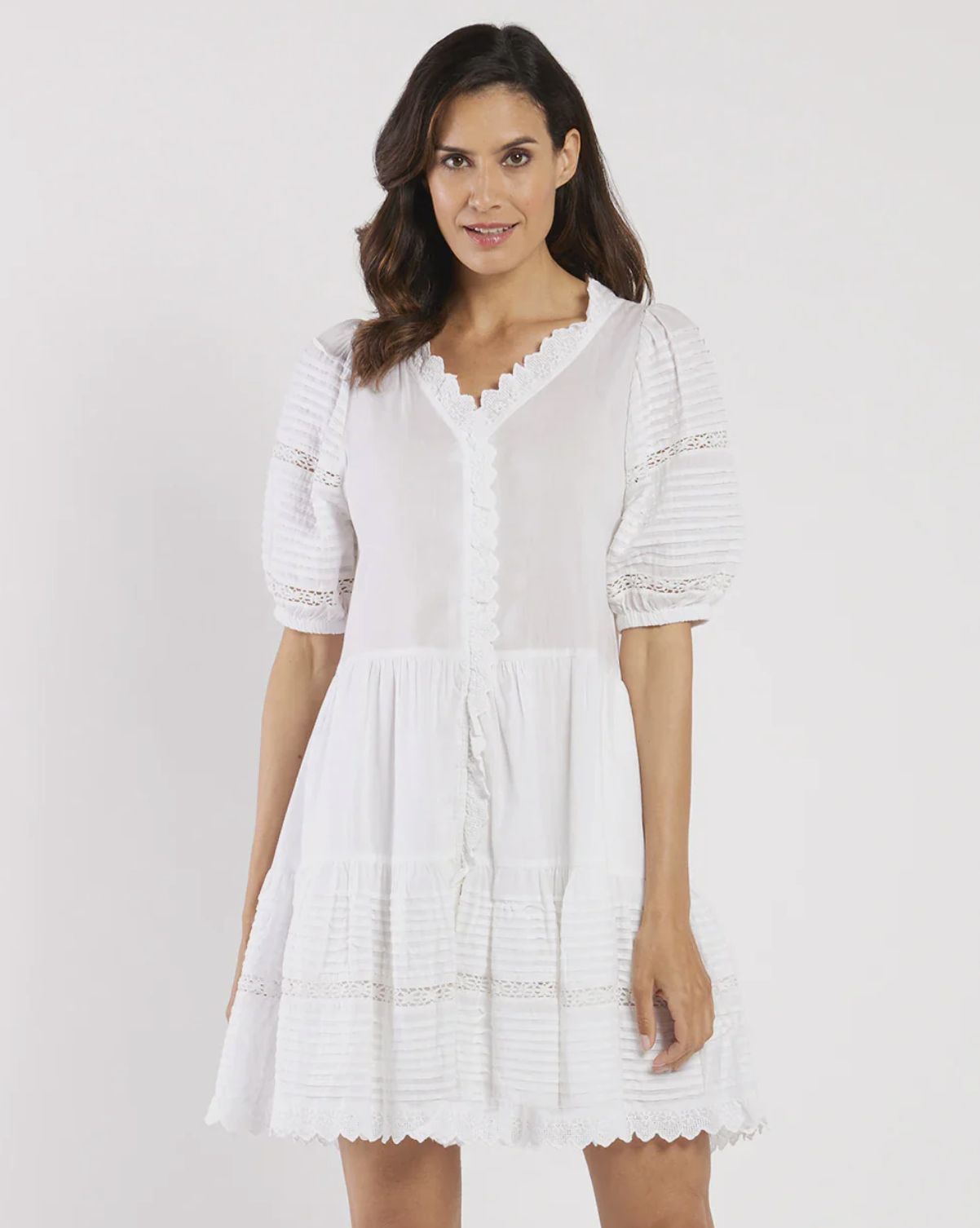 Jude Connally Renee Dress Cotton Voile in White (FINAL SALE)