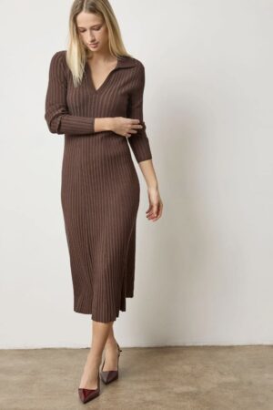 Lilla P Long Sleeve Rib Henley Dress