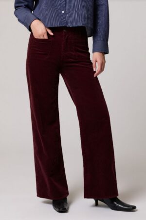 Mavi Paloma Marine Wide Leg | in Sour Cherry Cord & White Cord