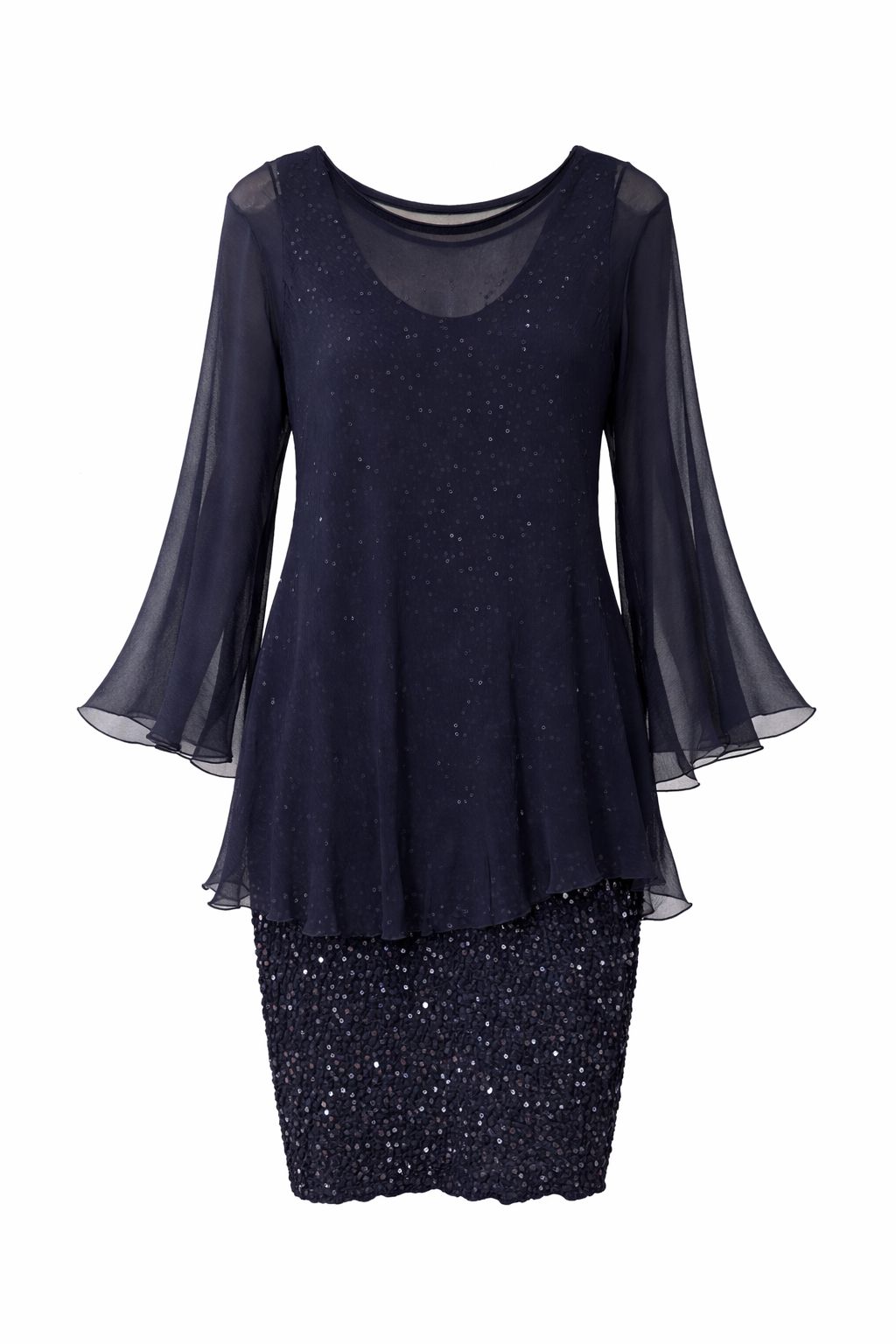 Sara Mique Silk Pucker With Sequins in NAVY | Style T1501-D1547SCL - FINAL SALE - Image 3