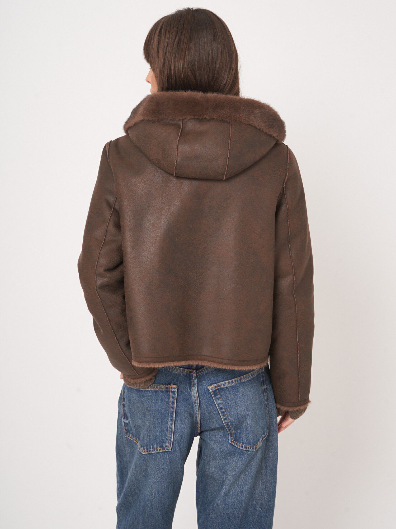 Repeat Cashmere Reversible Faux Mink Jacket With Hood - Image 6