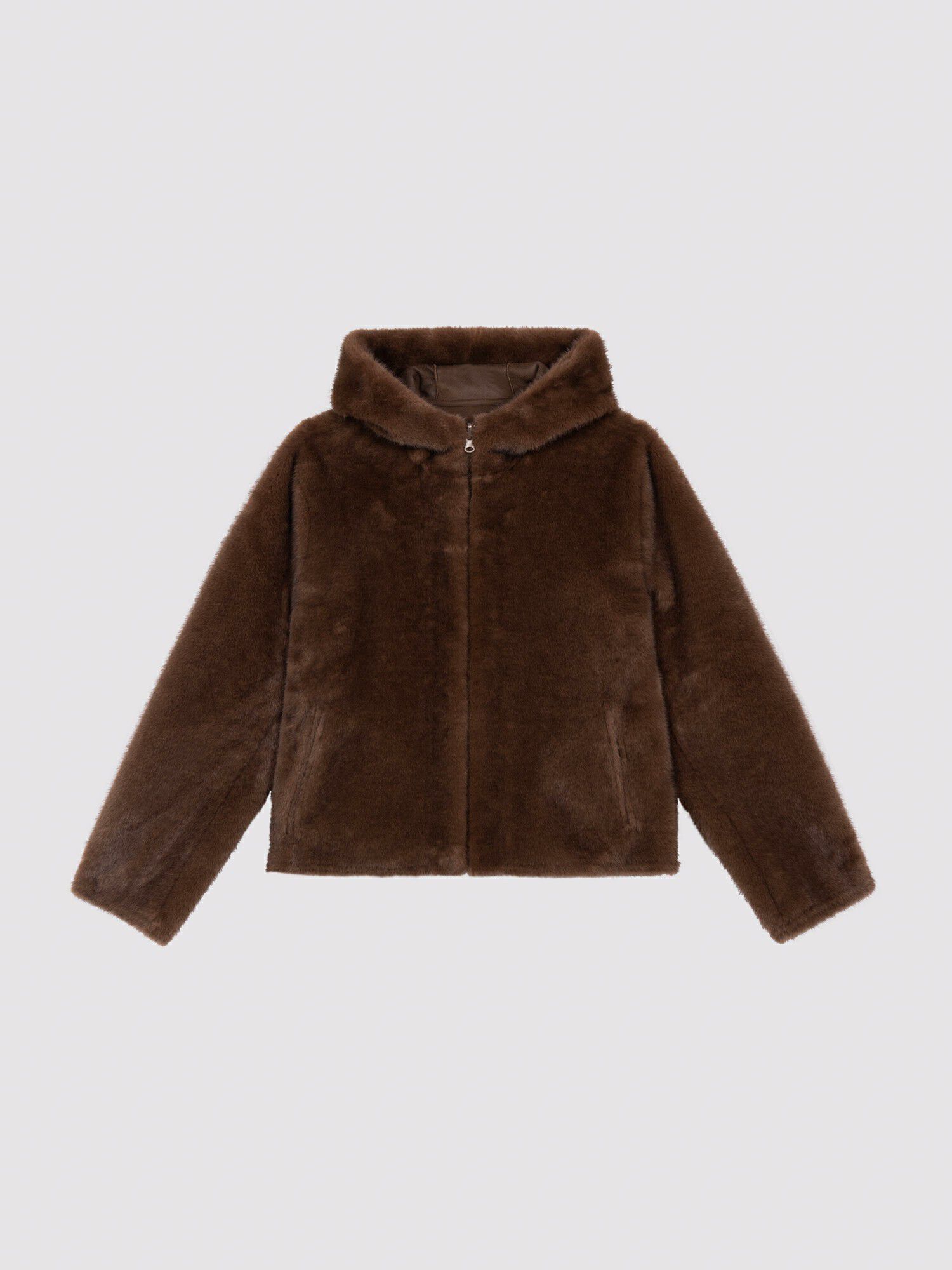 Repeat Cashmere Reversible Faux Mink Jacket With Hood - Image 9