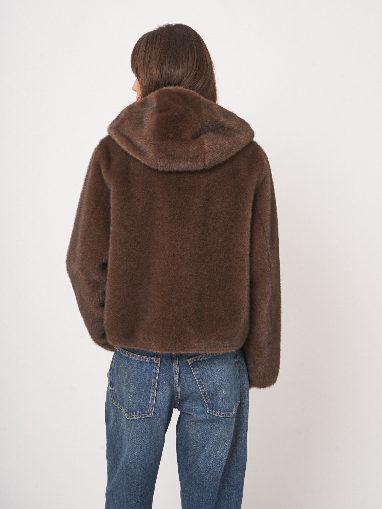 Repeat Cashmere Reversible Faux Mink Jacket With Hood - Image 12