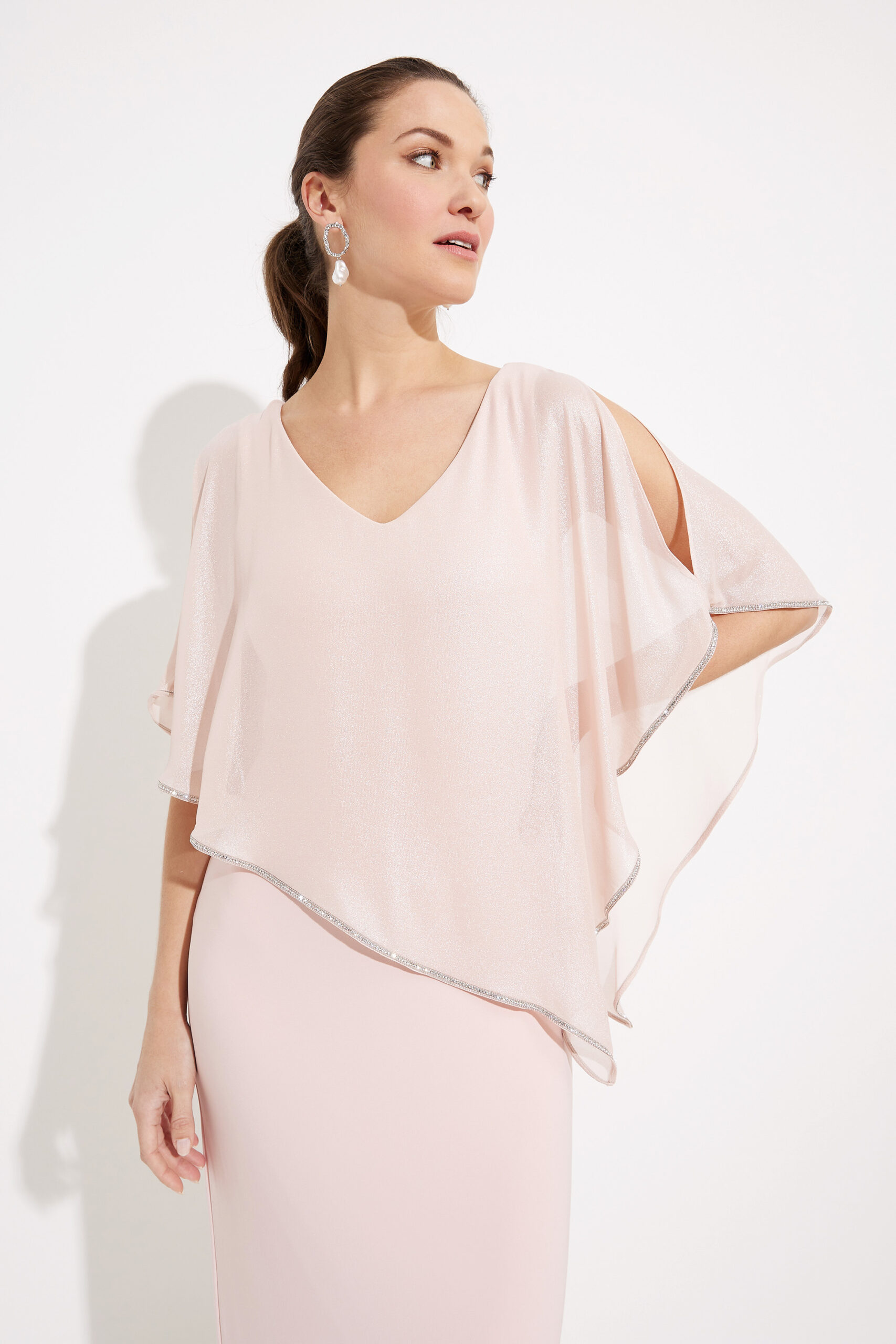 Joseph Ribkoff Formal V-neck Sheath Dress in Rosé | Style 231762 - FINAL SALE - Image 2