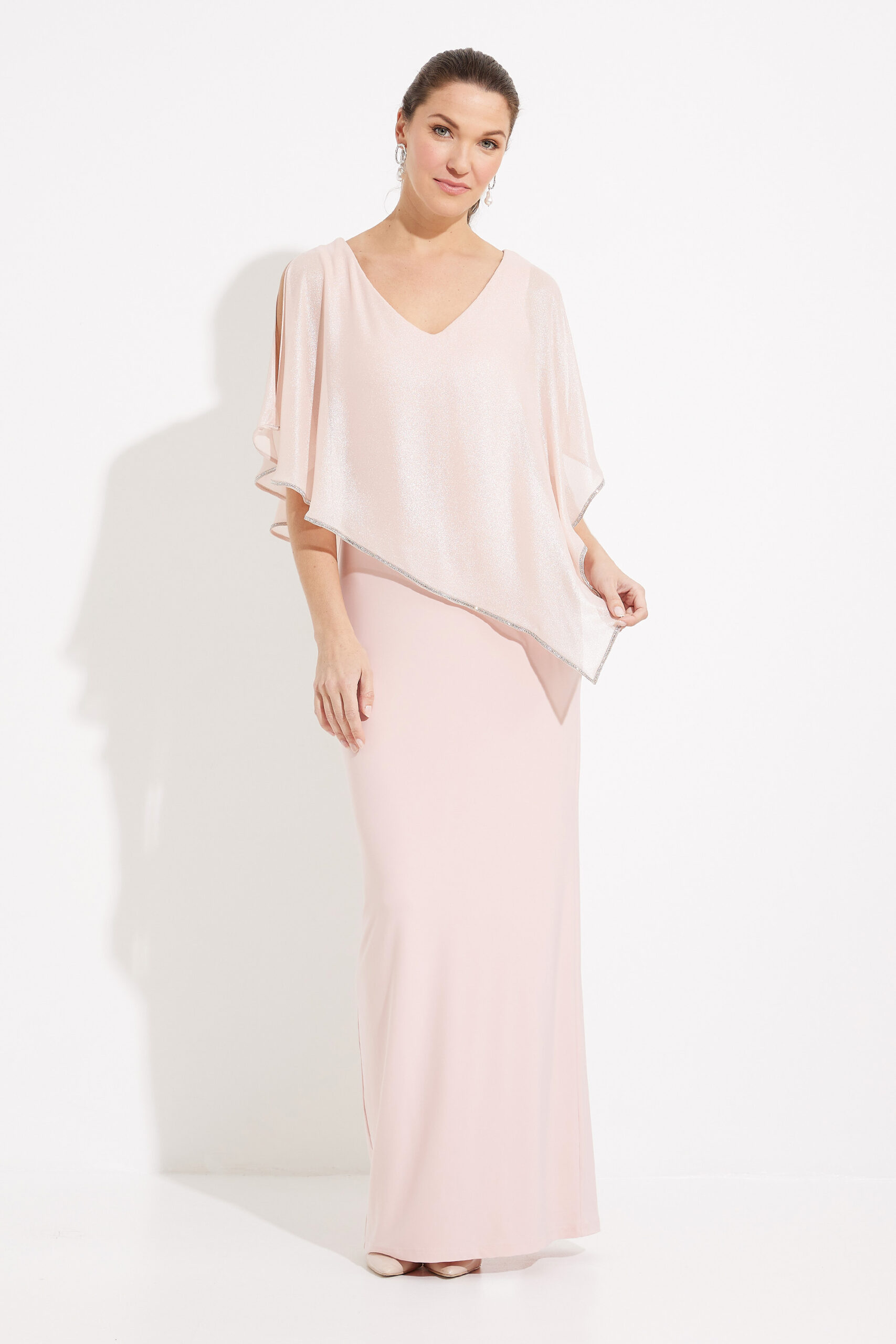 Joseph Ribkoff Formal V-neck Sheath Dress in Rosé | Style 231762 - FINAL SALE - Image 5