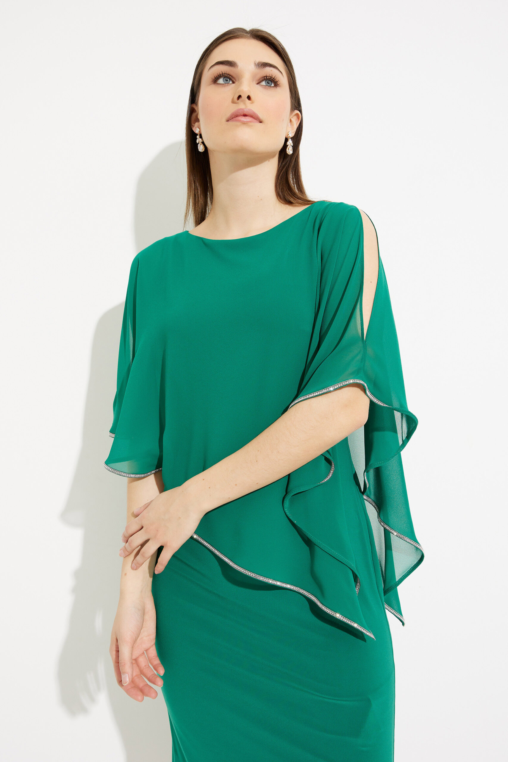 Joseph Ribkoff Sheath Ruched Cape Dress | Style 223762 - FINAL SALE - Image 4