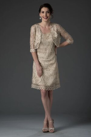 Soulmates Embroidered Short Madi Dress with Jacket Set | Style D7186 - FINAL SALE