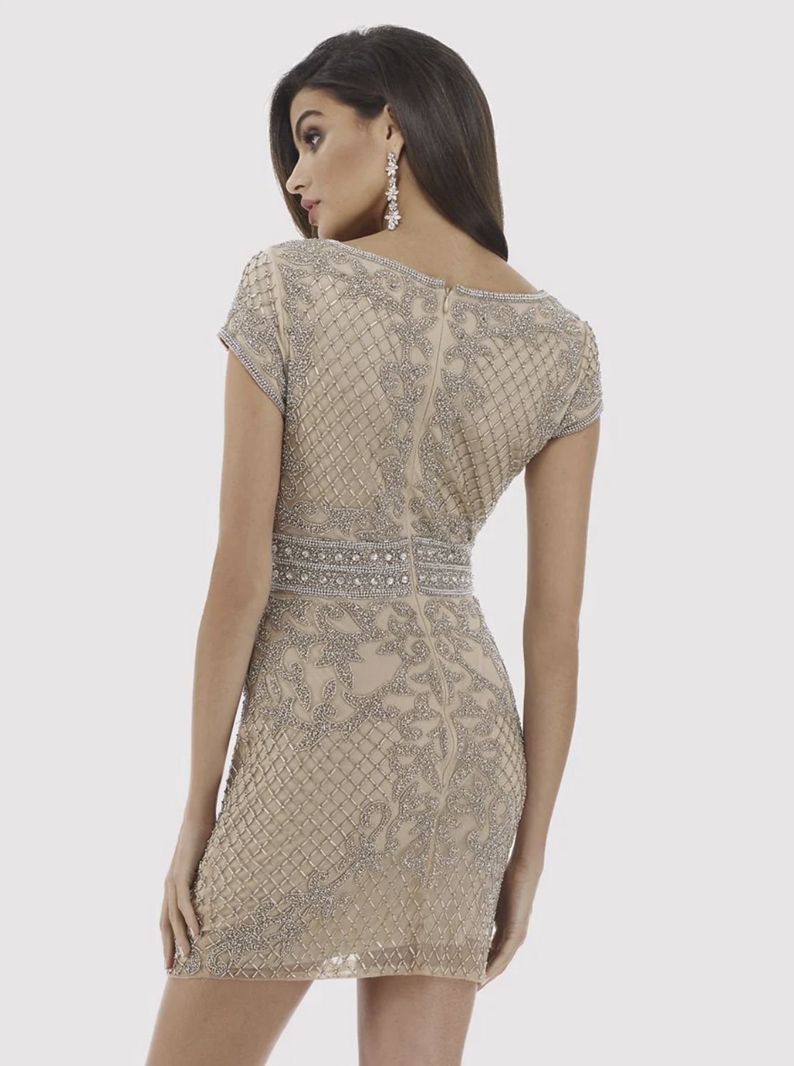 Lara Embellished Short Dress | Nude | Style 29571 - FINAL SALE - Image 7
