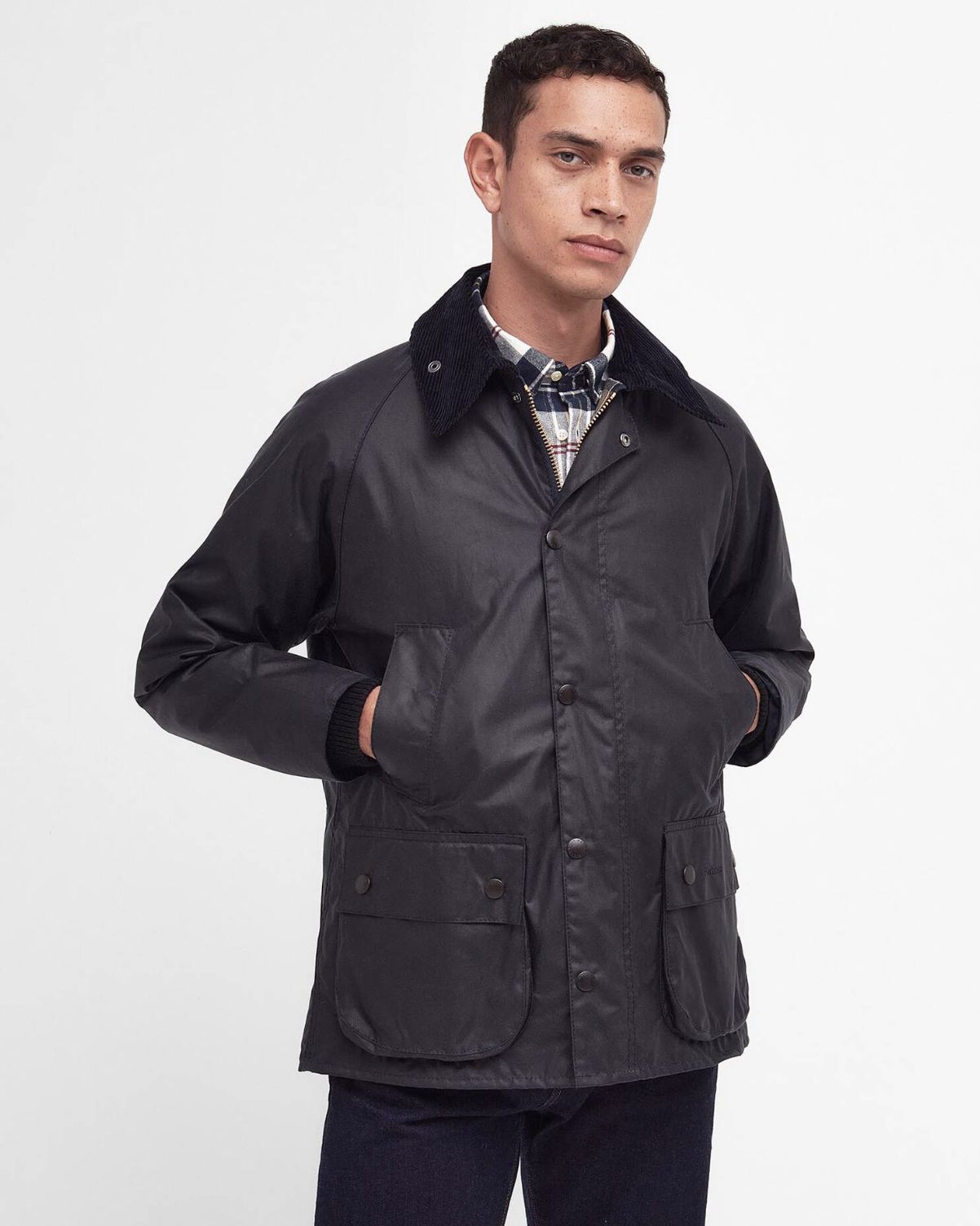 Barbour Bedale Waxed Jacket in Navy