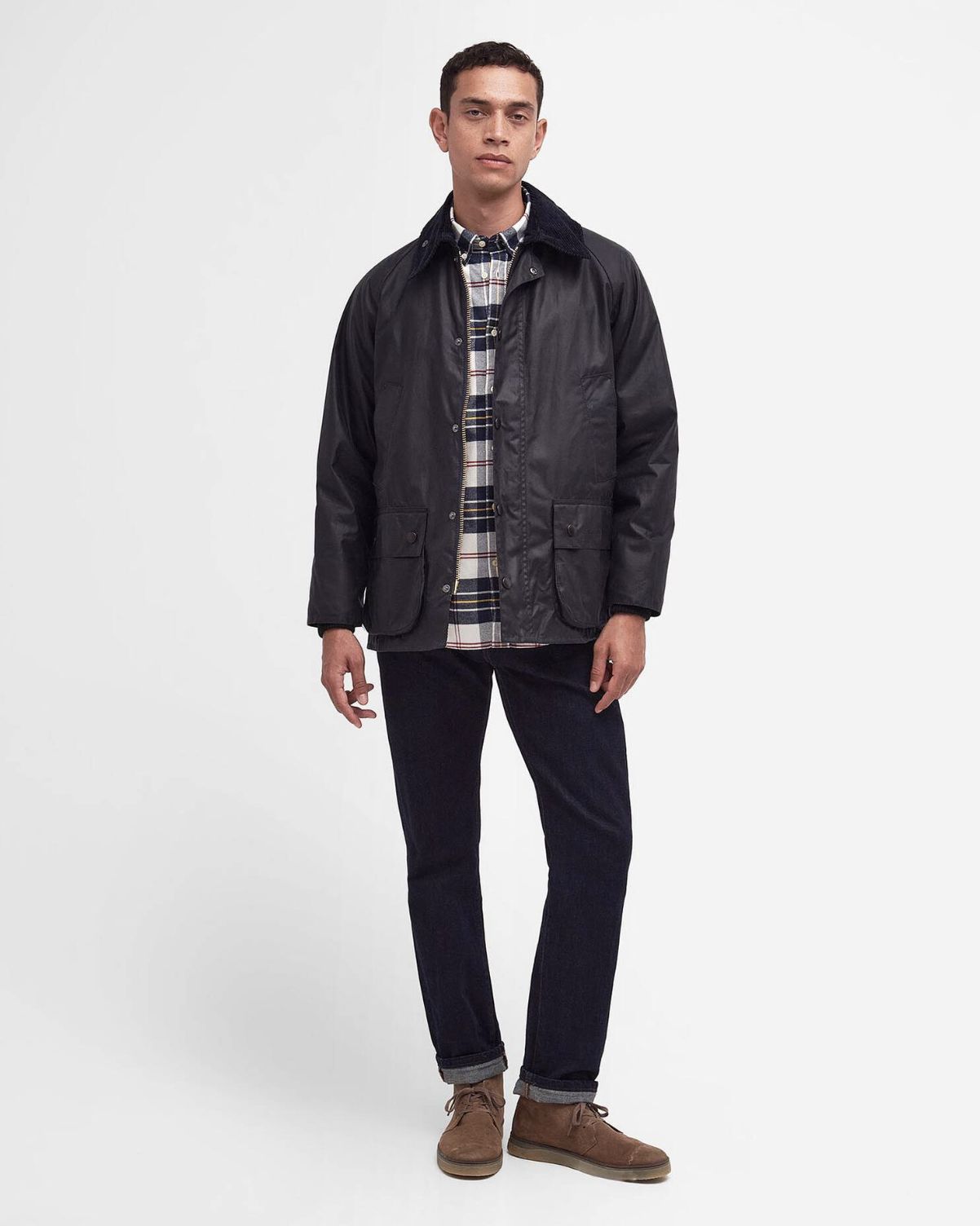 Barbour Bedale Waxed Jacket in Navy - Image 8