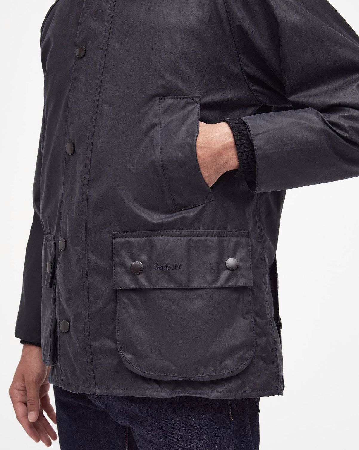 Barbour Bedale Waxed Jacket in Navy - Image 7