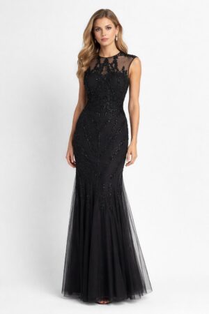Daymor Couture Illusion Embroidered Mesh Gown - FINAL SALE