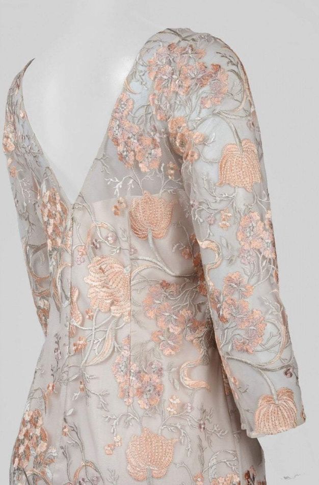 Aidan Mattox Sheer Embroidered Lace Gown in Blush Multi | Style MD1E201009 - FINAL SALE - Image 2