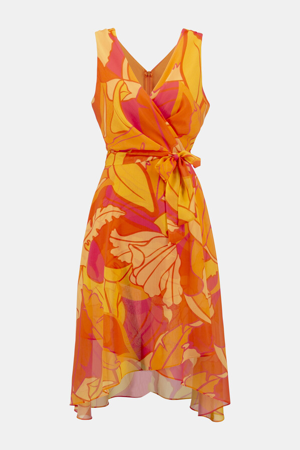 Joseph Ribkoff Pink/Multi Tropical Print Fit and Flare Dress | Style 242015 - FINAL SALE - Image 5