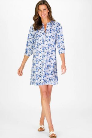Duffield Lane Sam Dress in Indigo Blooms