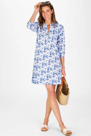 Duffield Lane Sam Dress in Indigo Blooms