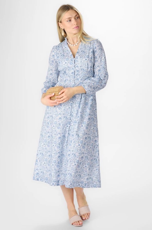 Duffield Lane Marianna Dress in Blue Floral - Image 2