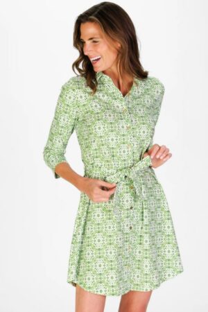 Duffield Lane Camila Dress | in Ivy Courtyard & Cornflower Trellis