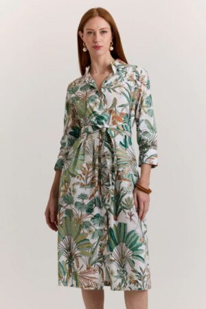 Hinson Wu Robin 3/4 Sleeve Amazonian Print Dress