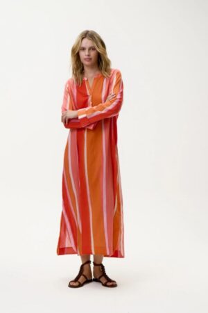 One Season Bazaar Long Cotton Dress | Moroccan Stripe | Sunset