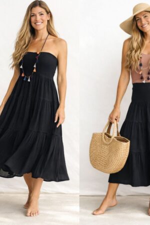 Beach to Bistro by Sigrid Olsen Calypso Skirt | Convertible Maxi Skirt & Strapless Dress - in Black