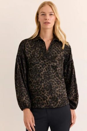 Hinson Wu Arianna Long Sleeve Animal Print Top